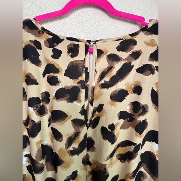 Ashley Stewart Leopard Animal Print Belted Waist Pleated Chiffon Dress 26/28W - Picture 11 of 13